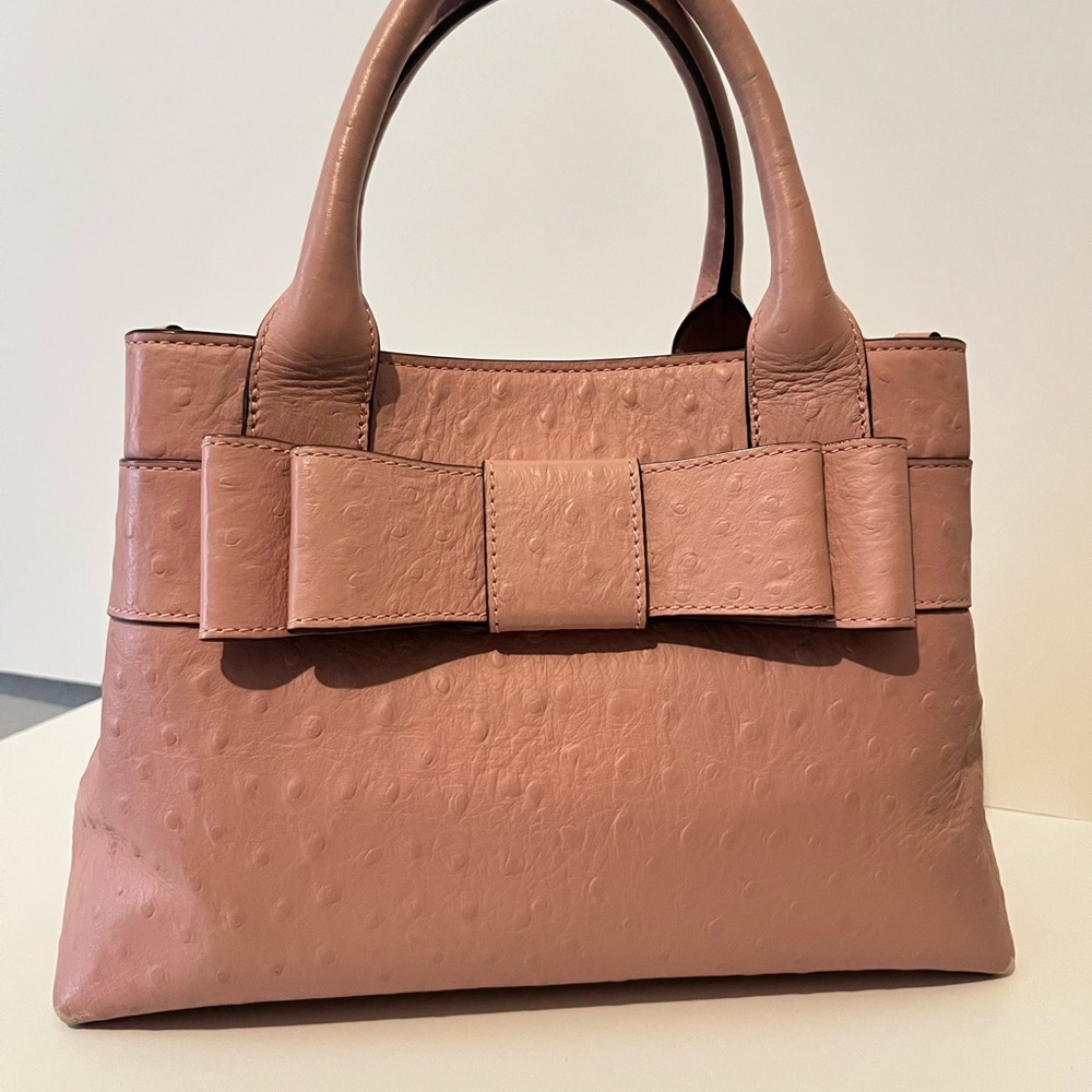 Kate Spade Charm City Ostrich Pink Bow Handbag